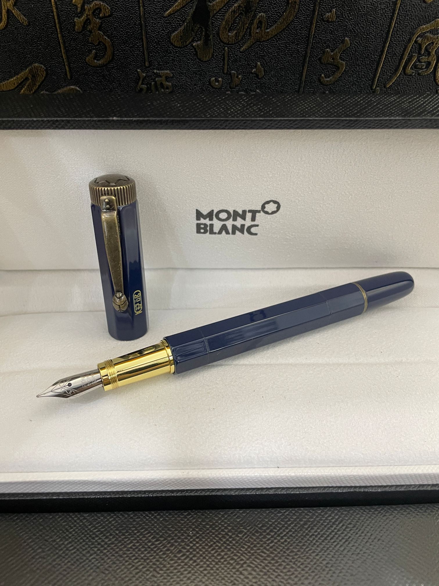 Copy Montblanc Heritage Egyptomania Fountian Blue Gold